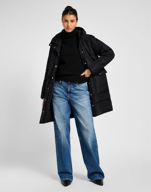 Lee Women's Long Puffer Jacket In Union Black